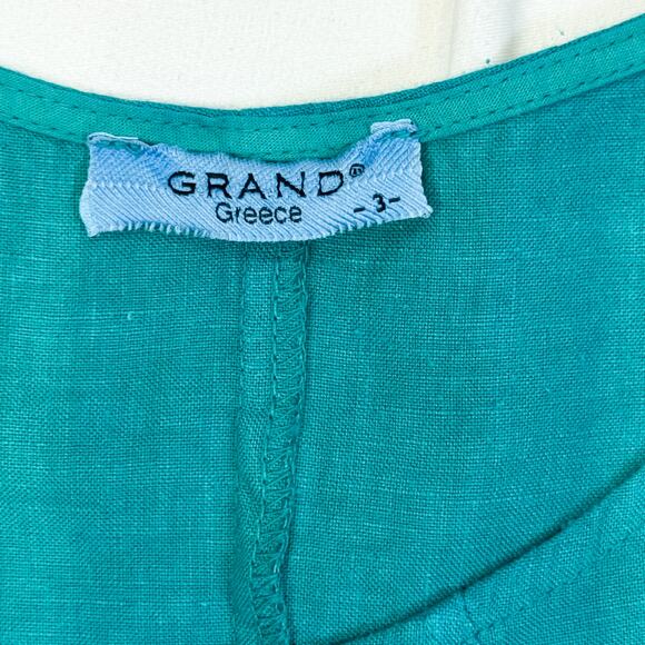 Grand Greece Linen Sleeveless Dress - Teal - 3X - Picture 6 of 7